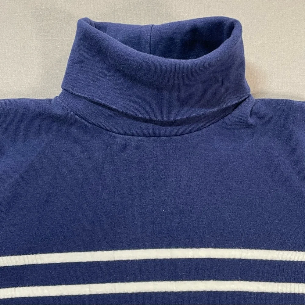 J Crew Perfect-Fit Turtleneck in Stripe, Long Sleeve Cotton Top - Womens Small